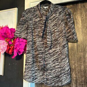 Walter Brown Print Bow Neck Blouse Size 2